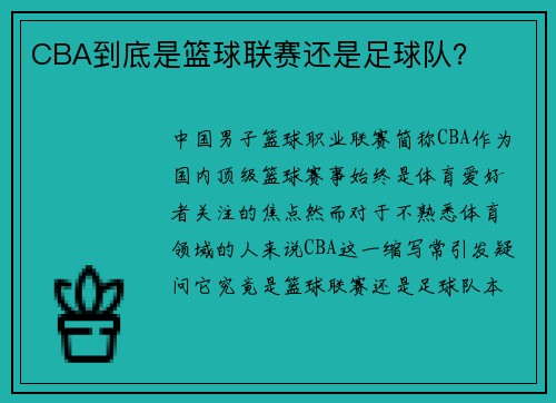 CBA到底是篮球联赛还是足球队？
